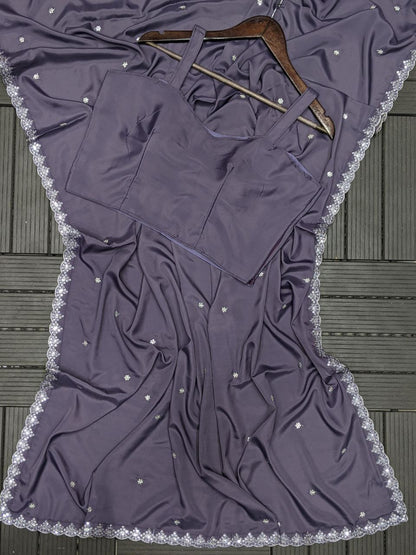 Trending Party Jacket with Saree Featuring Exquisite Embroidery Work