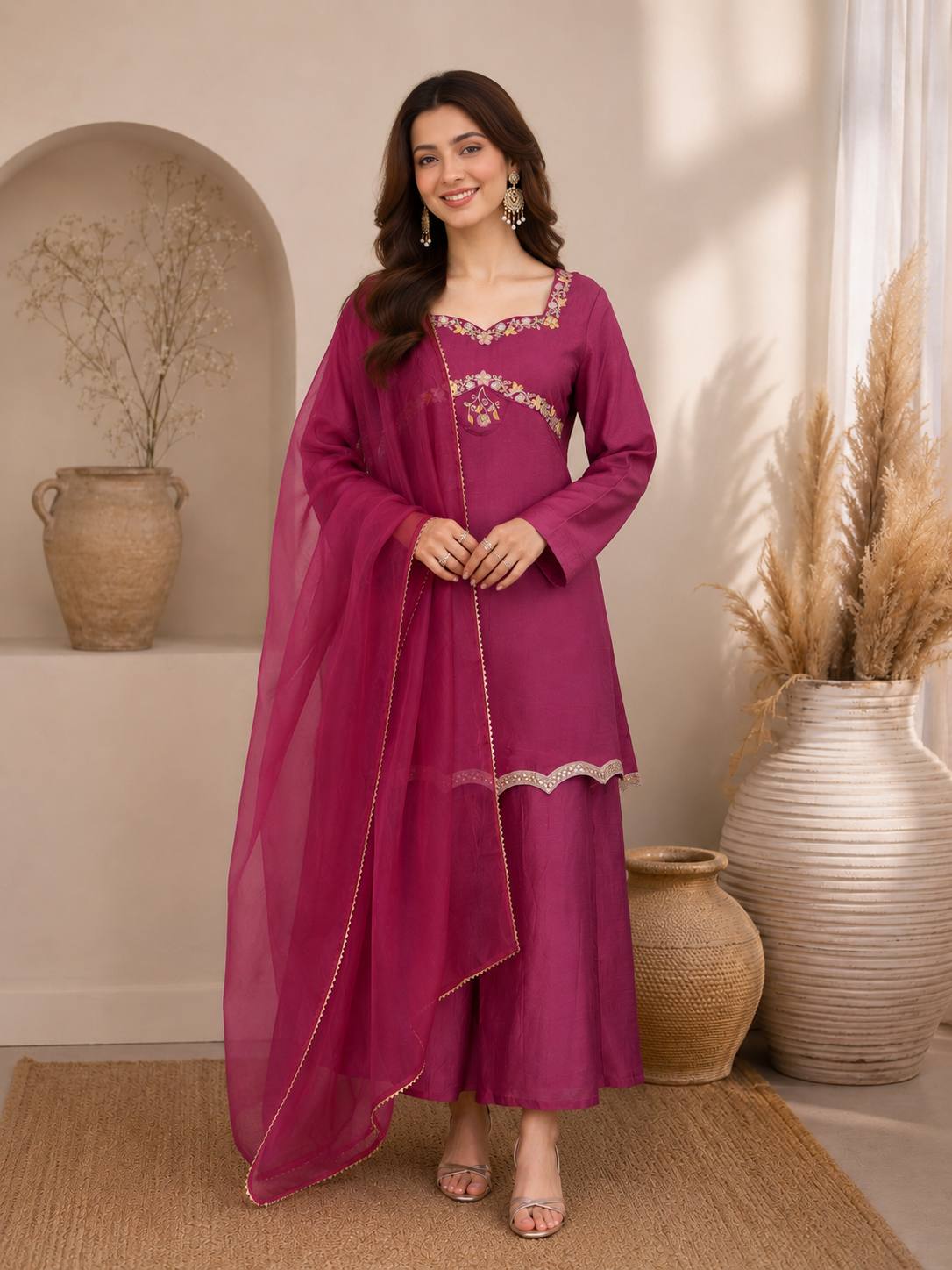 RangBhoomi Designer Indo-Western Festival Special Collection - Embroidered Zazu Silk Set