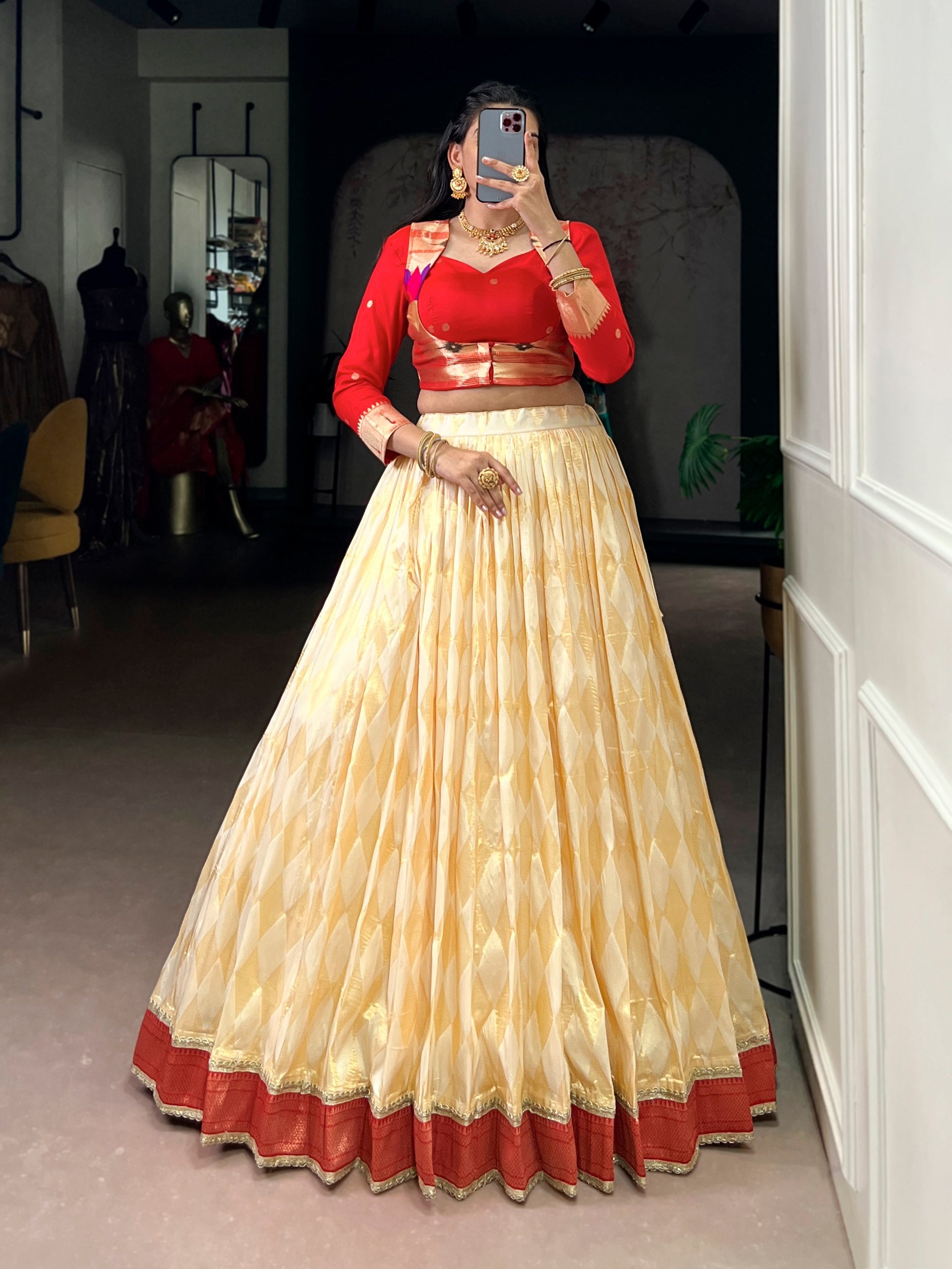 Paithani Duo: Elegant Two-Piece Jacquard Silk Co-Ord Set with Intricate Zari Weaving