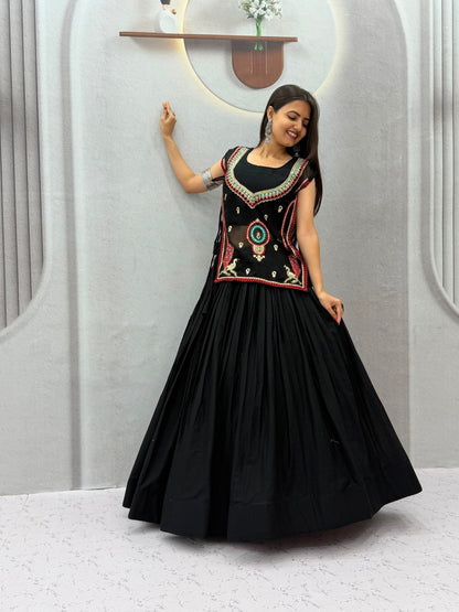 RangBhoomi Navratri Special Pure Khadi Cotton Lehenga Choli with 6m Flair — Fully Stitched