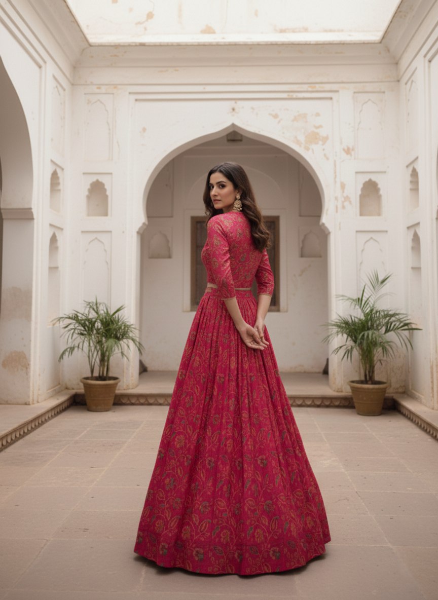Tasar Silk Floral Print Wedding Lehenga Co-ord Set — Elegant Bridal & Festive Wear by RangBhoomi