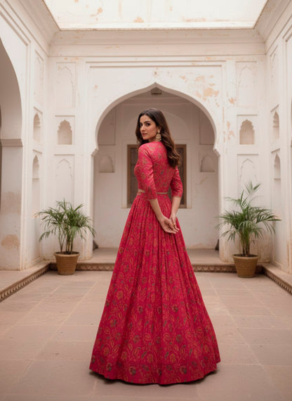 Tasar Silk Floral Print Wedding Lehenga Co-ord Set — Elegant Bridal & Festive Wear by RangBhoomi
