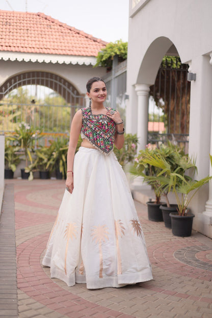 RangBhoomi Navratri Lehenga Choli Collection 2026 — Roman Fabric with Kutchi Embroidery