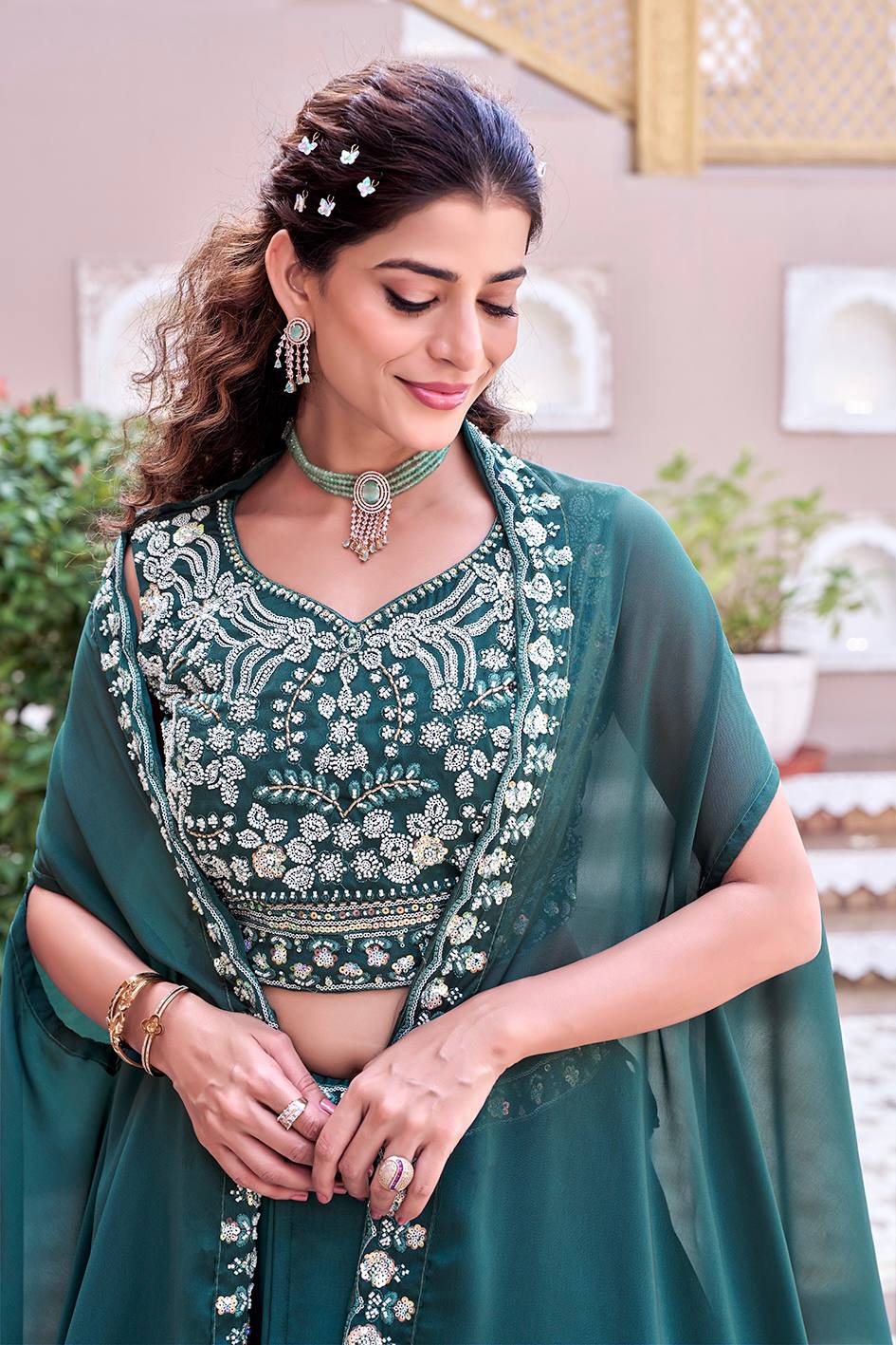 RangBhoomi Exclusive Wedding Special Lehenga Choli Set in Pure Rangoli Silk with Heavy Embroidery and Sequence Detailing