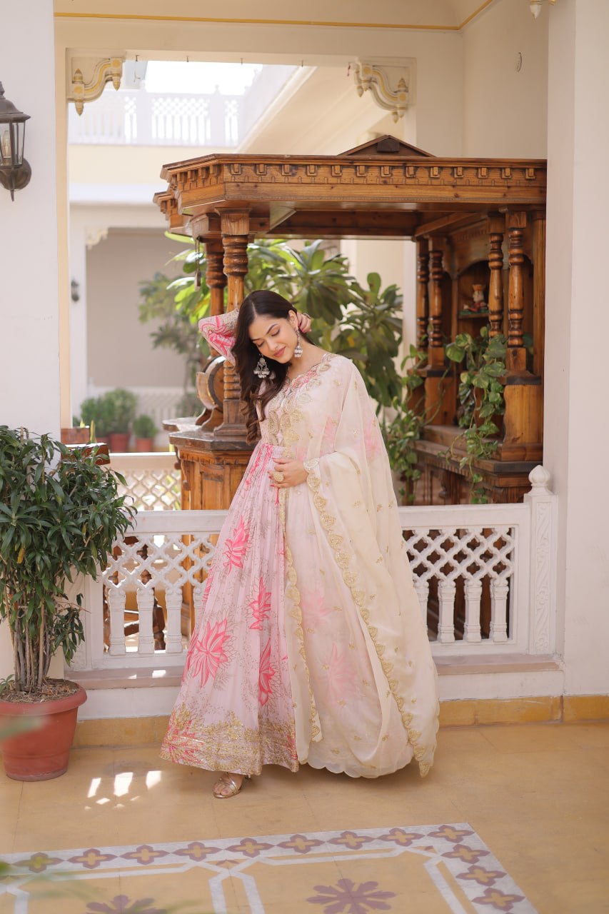 Elegant Premium Ready-to-Wear Gown with Matching Dupatta Set
