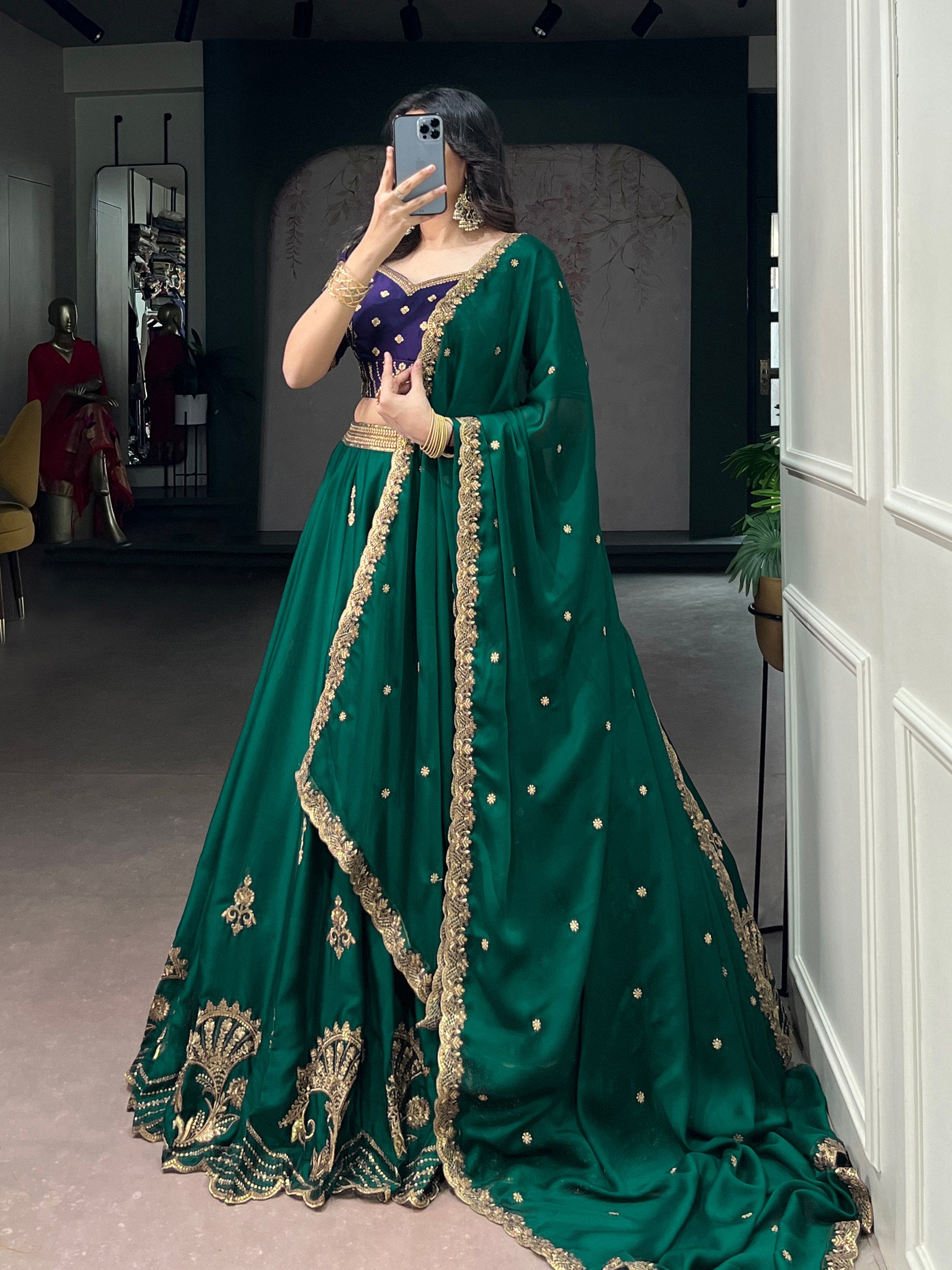 Regal Couture Luxury Lehenga Set in Rangoli Silk with Sequins and Thread Embroidery