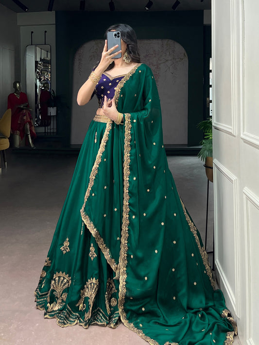 Regal Couture Luxury Lehenga Set in Rangoli Silk with Sequins and Thread Embroidery