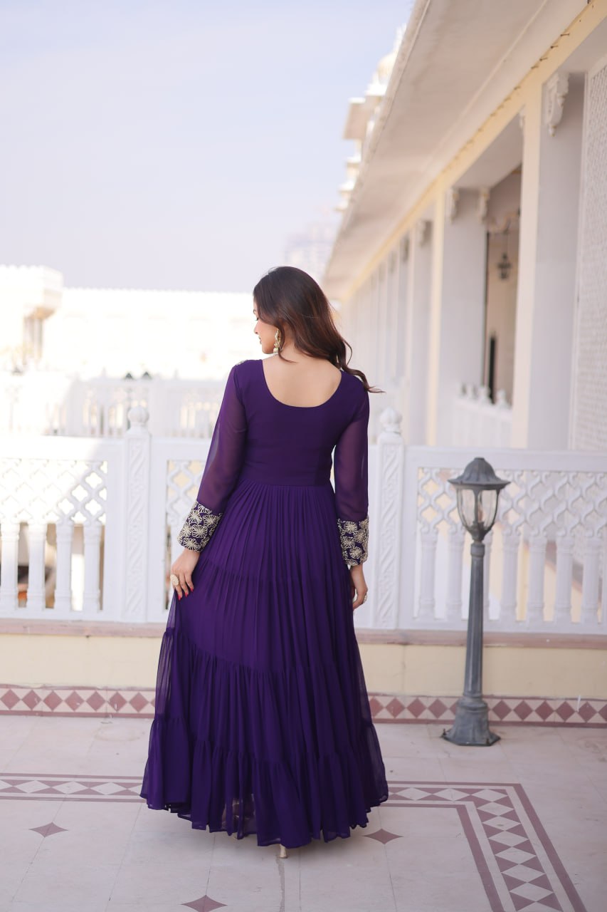 RangBhoomi Premium Designer Ready-to-Wear Gown Collection 2026 - Elegant Faux Blooming Georgette with Sequins and Zari Embroidery
