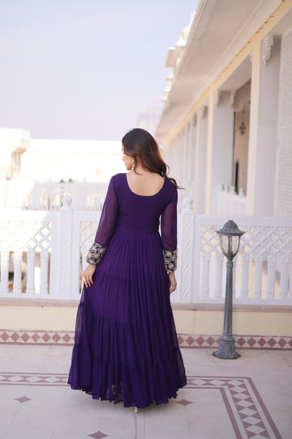RangBhoomi Premium Designer Ready-to-Wear Gown Collection 2026 - Elegant Faux Blooming Georgette with Sequins and Zari Embroidery