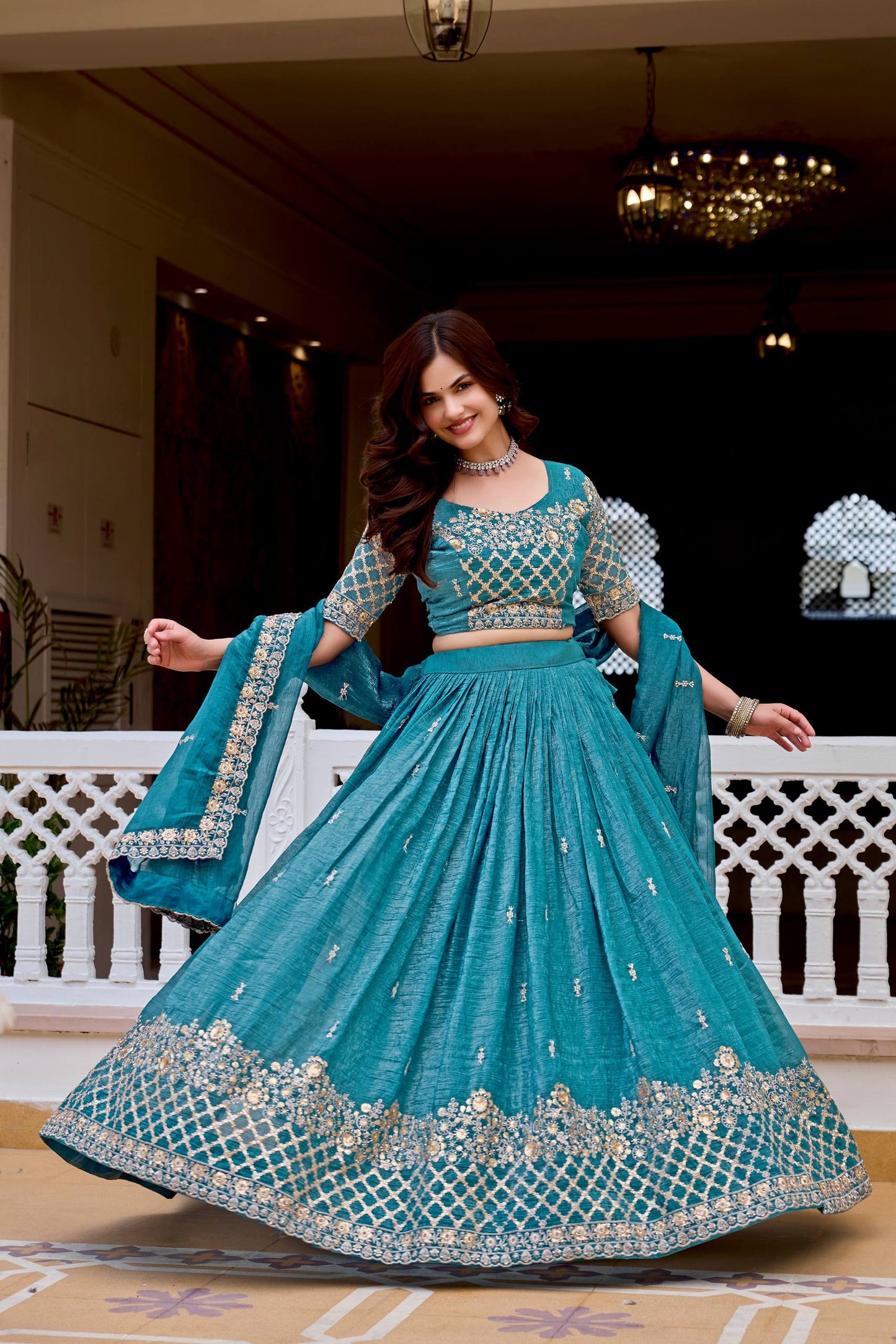 RangBhoomi Real Modeling Wedding Lehenga Choli with Heavy Embroidery and Pure Crunchy Fabric