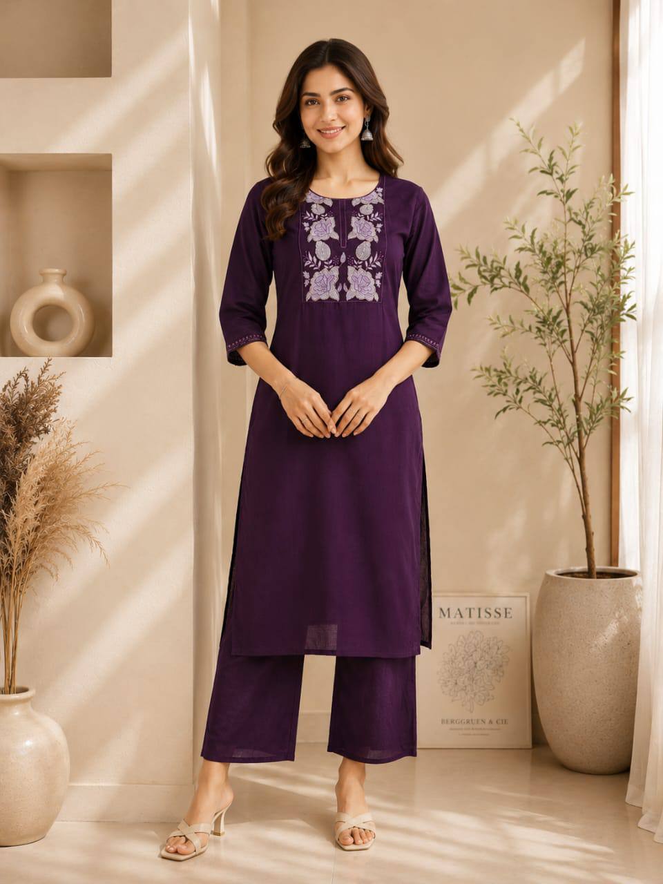 RangBhoomi Premium Cotton 60-60 Kurti & Plazo Set — Soft, Everyday Ethnic Wear
