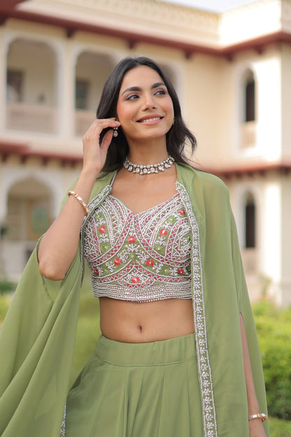 Premium Ready-to-Wear Lehenga Choli Set with Stylish Shrug Jacket
