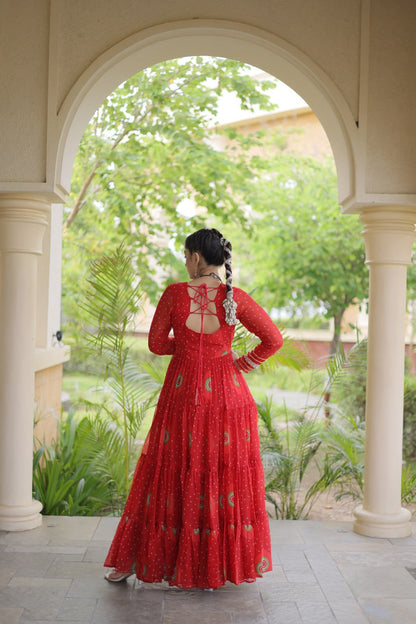 RangBhoomi Bandhani & Kutchi Patchwork Faux Georgette Gown — Navratri Collection 2026
