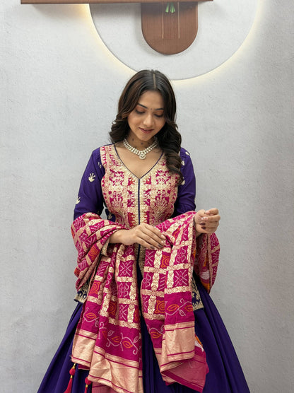 RangBhoomi Festival Badhni Lehenga Choli — Pure Chinon Silk with Heavy Embroidery