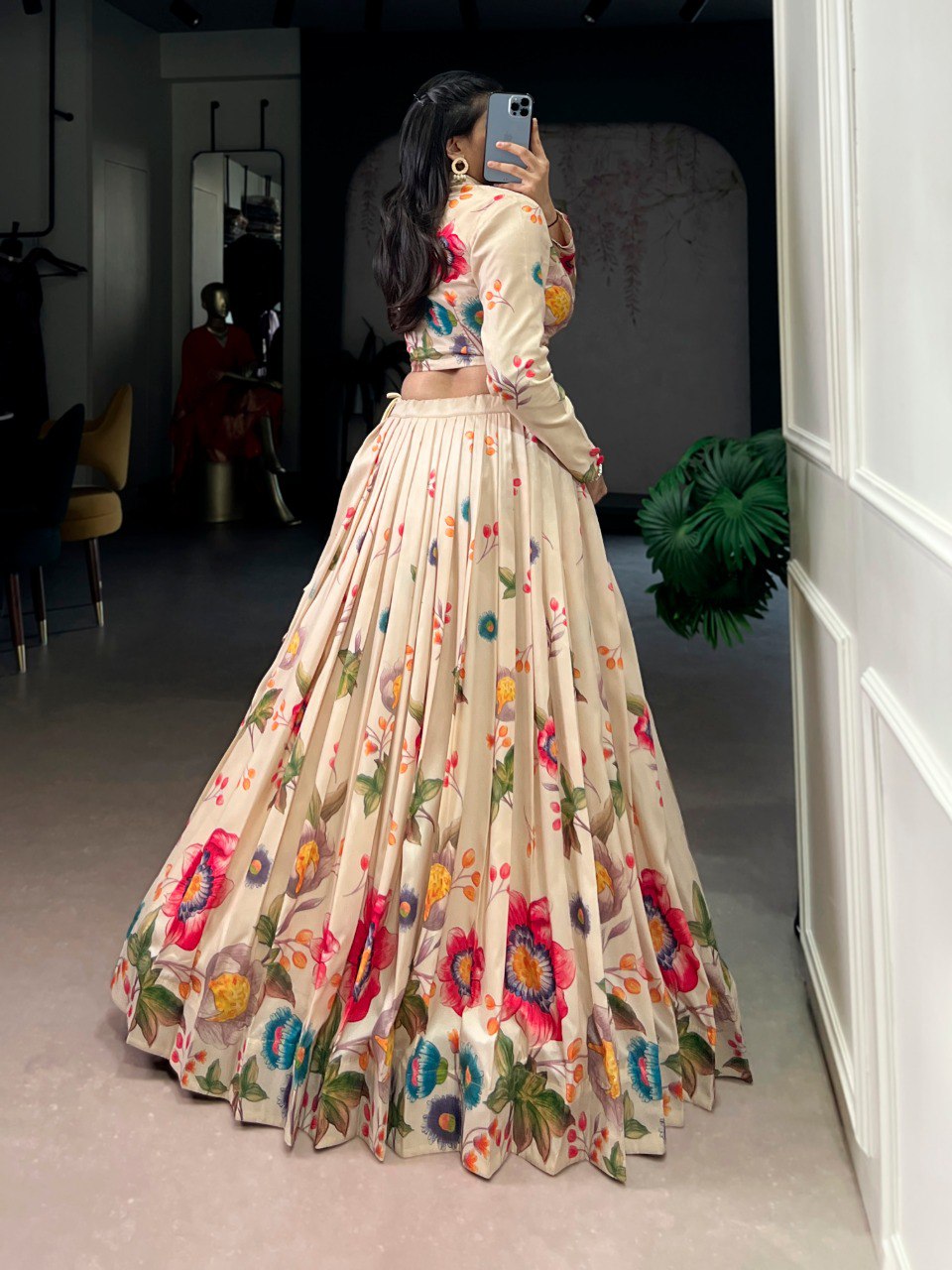 RangBhoomi Elegant Floral Print Tasar Silk Co-ord Lehenga Set