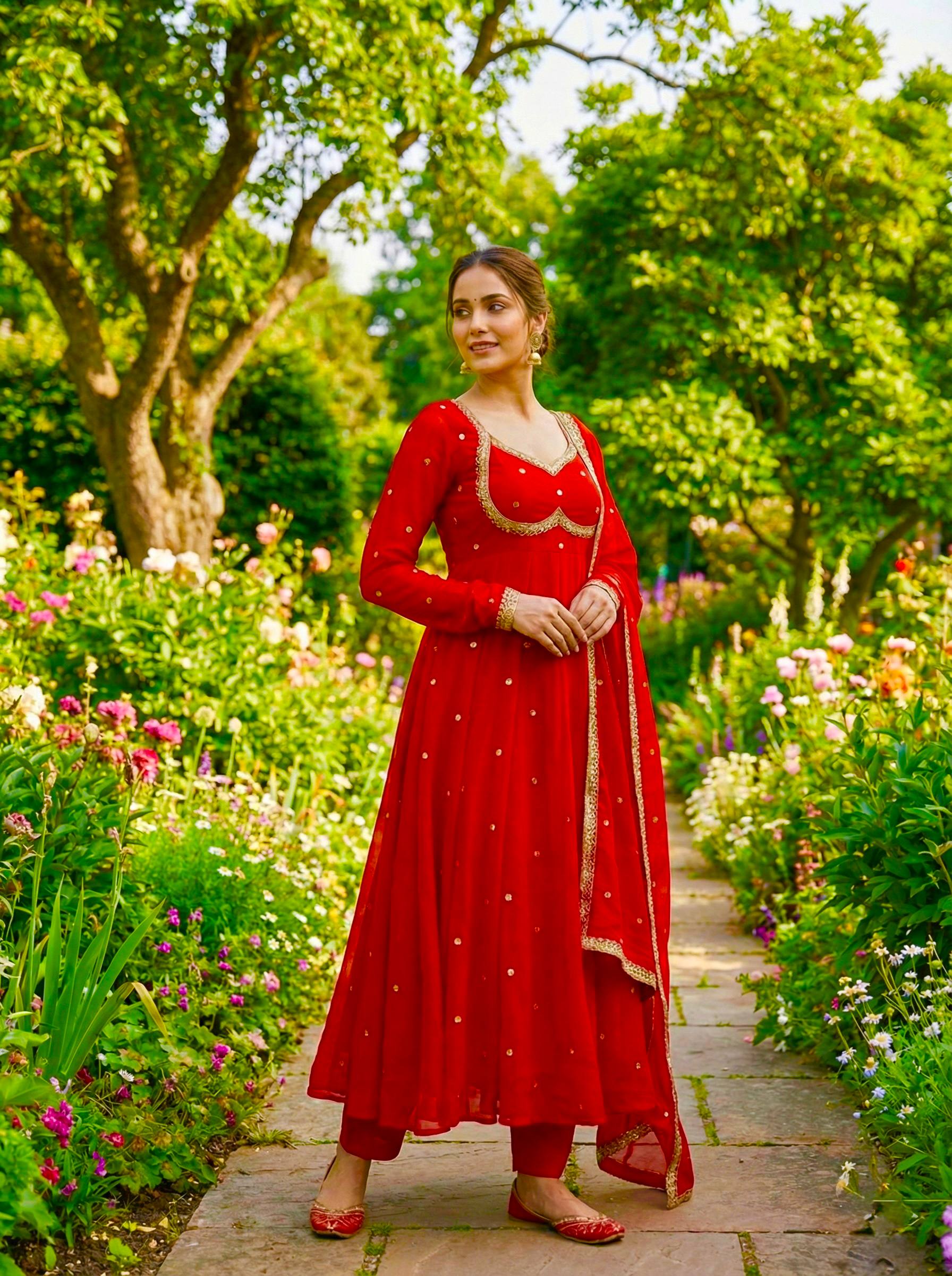 Elegant Party Wear Fendi Satin Gown Set with Dupatta and Pants Featuring 3MM Rembo Sequin and Zari Embroidery