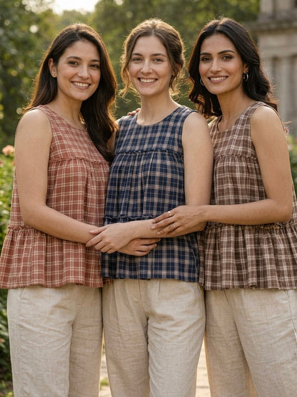 RangBhoomi Elegant Summer Linen Cotton Top and Pants Set
