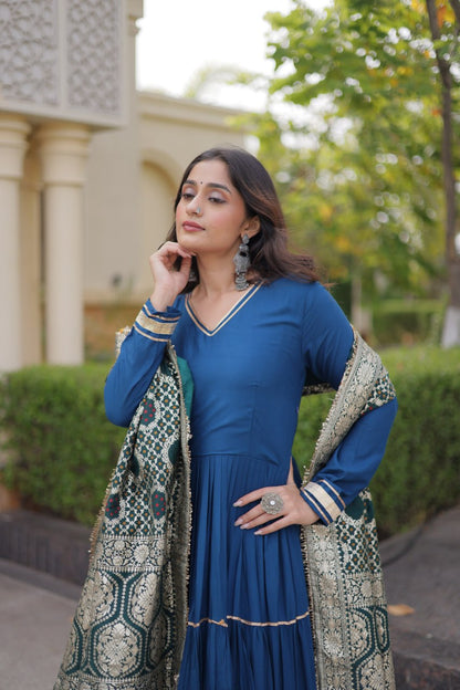 RangBhoomi Gown & Dupatta Collection 2026 — Premium Reyon Gown with Viscose Jacquard Dupatta