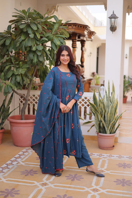 Premium Ready-to-Wear Kurti Set with Pant and Embroidered Dupatta – Comfortable Cotton Ensemble