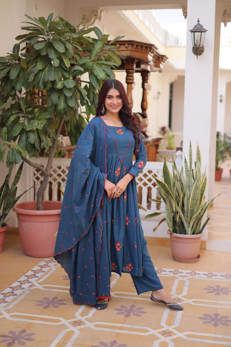 Premium Ready-to-Wear Kurti Set with Pant and Embroidered Dupatta – Comfortable Cotton Ensemble