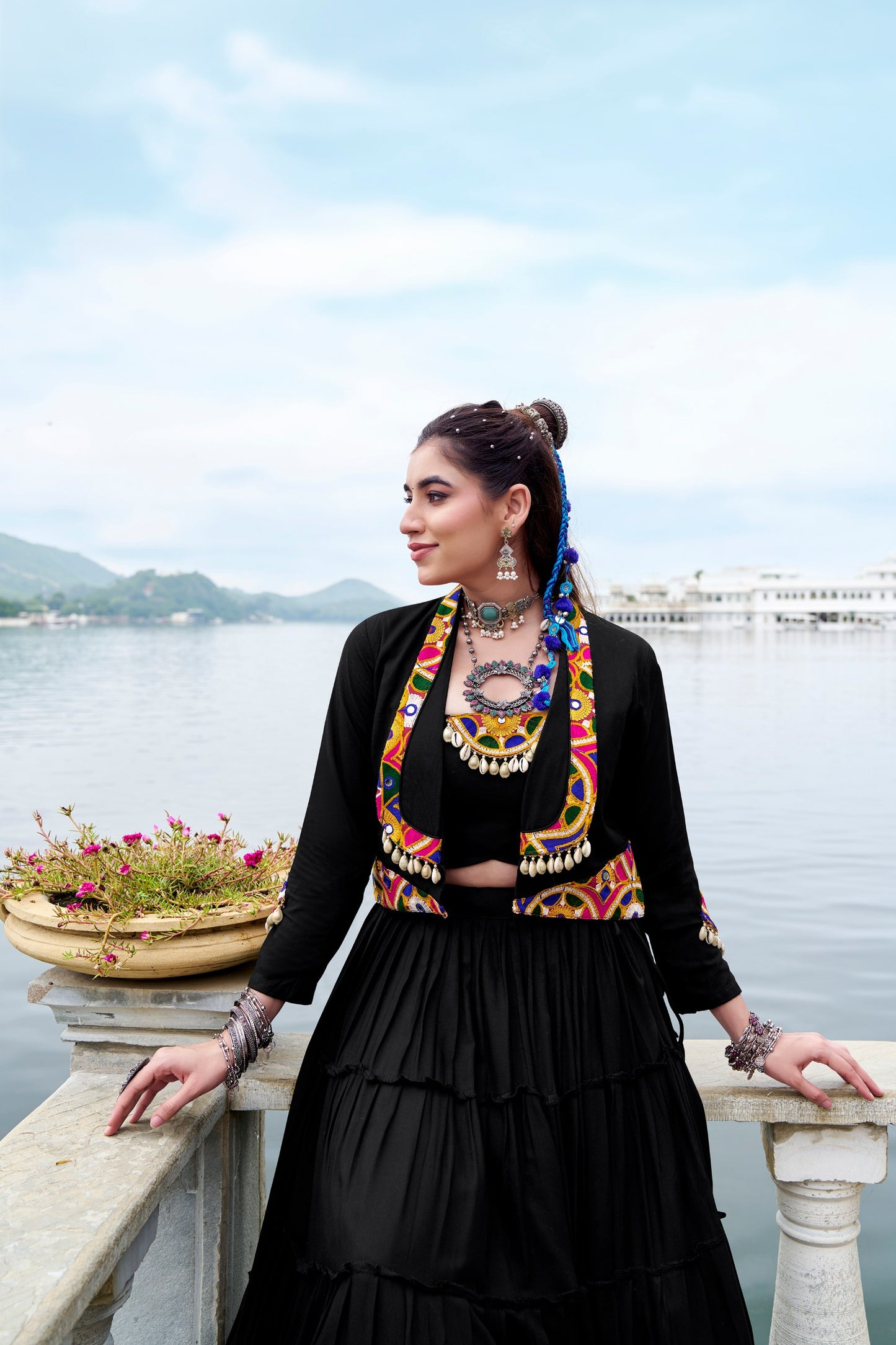 RangBhoomi Navratri Collection 2026: Elegant Rajudi Ethnic Lehenga with Mirror and Gamthi Embroidery