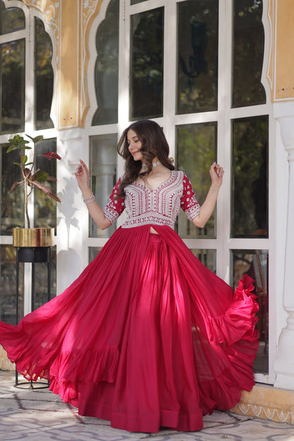 Readymade Lehenga with Embroidered Slit Kurti – Luxe Star Georgette