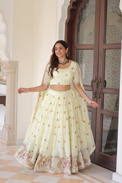 Elegant Vichitra Silk Lehenga Choli Set with Multi-Thread Embroidery and Sequined Dupatta