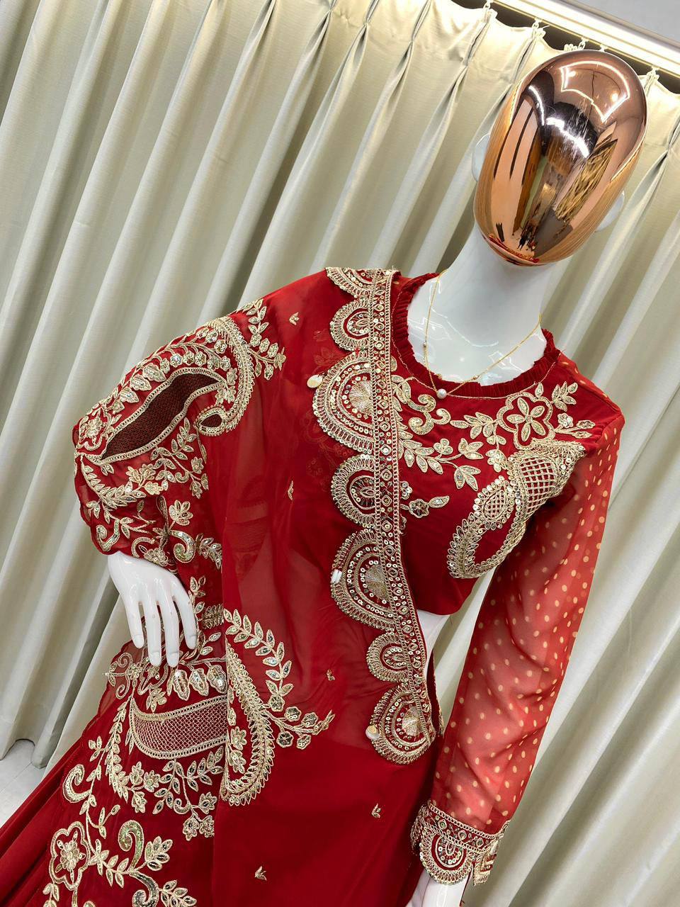 Designer Wear Embroidered Lehenga with Blouse and Shrug Set