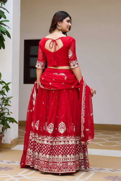 RangBhoomi Heavy Fox Georgette Embroidered Wedding Lehenga Choli Set