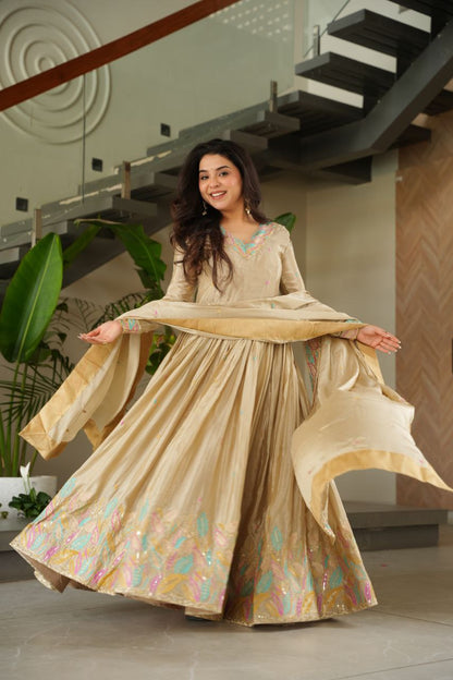 Embroidered Grace Gown & Dupatta – Luxe Fusion Wear for Modern Elegance