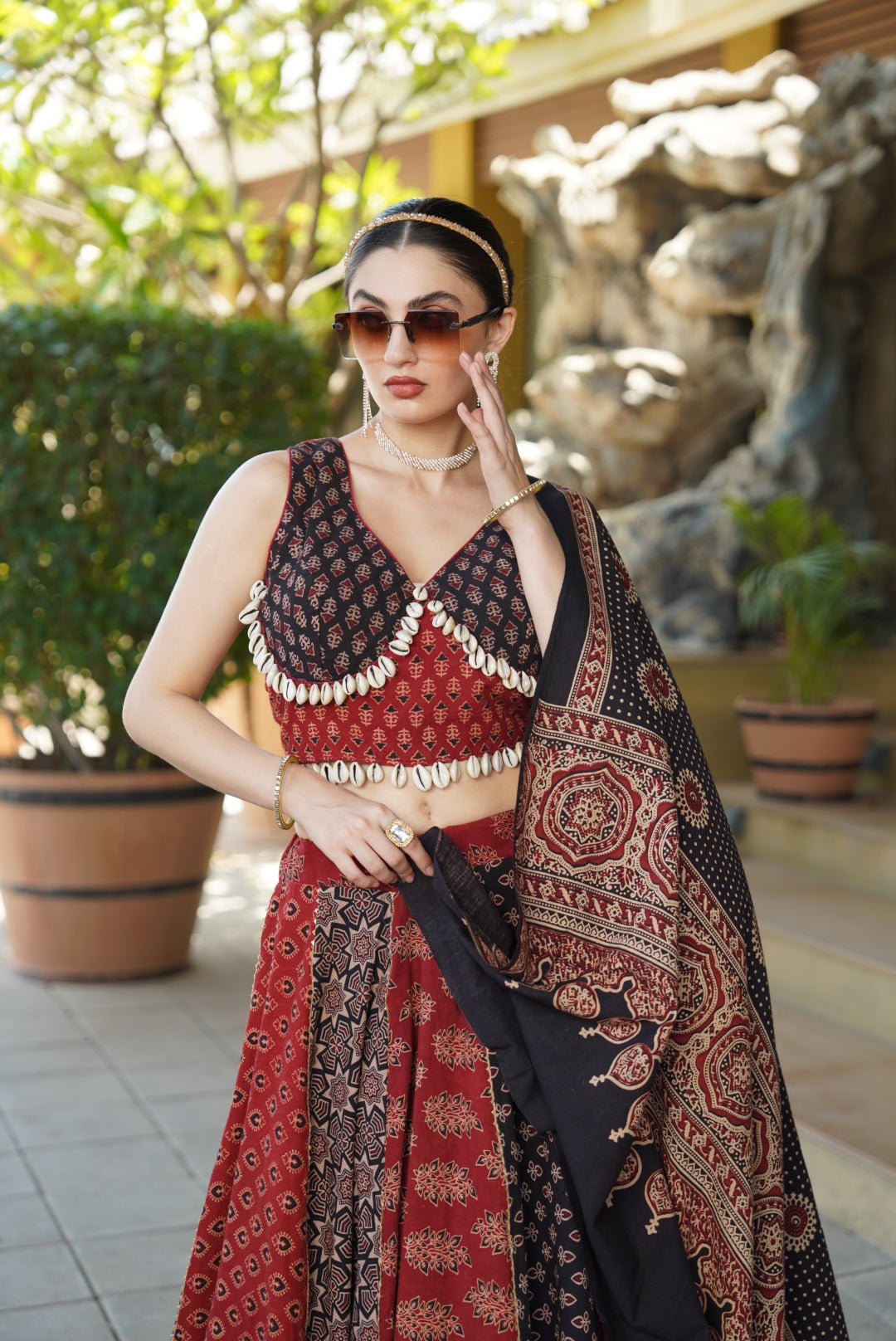RB Ajrakh 2.0 Pure Cotton Handblock Lehenga Choli Set