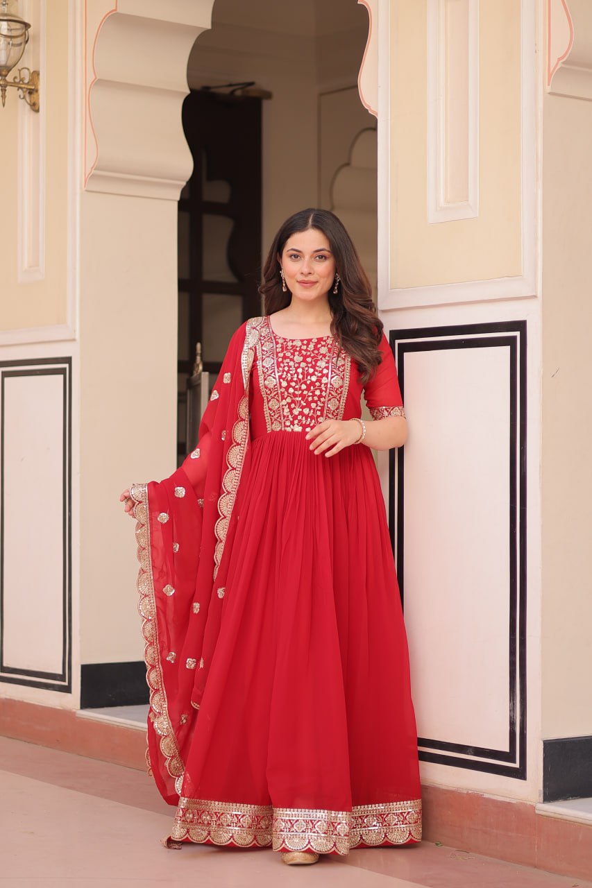 Designer Gown 2025 - Ready Made, Embroidered | Rangbhoomi