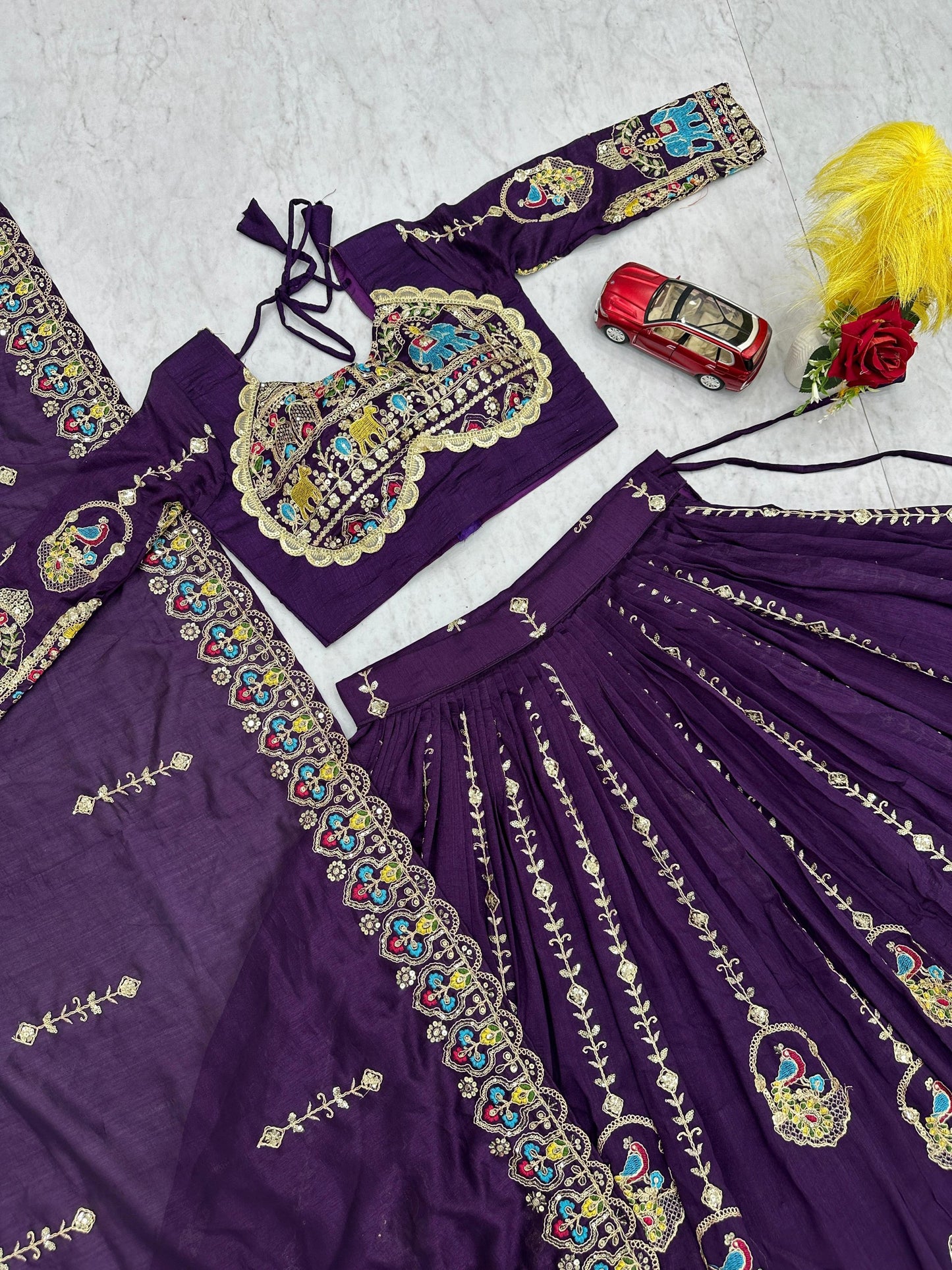 Elegant Festival Lehenga Choli Set with Heavy Embroidery and Sequins