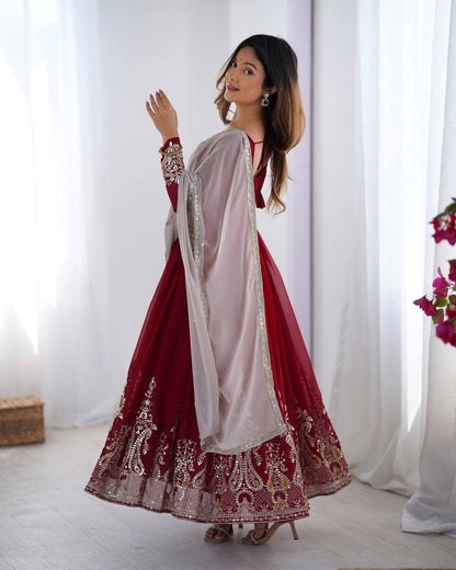 Stun at Every Celebration in This Embroidered Party Gown Set