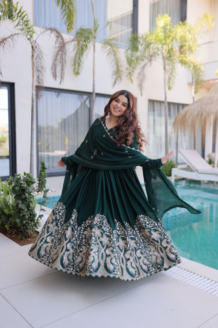 RangBhoomi Ready-to-Wear Designer Gown and Dupatta Collection 2026 – Elegant Embroidered Multi-Color Ensemble