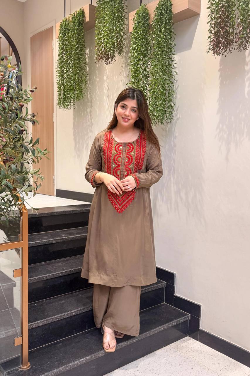 RangBhoomi Embroidered French Crepe Co-ords Set – Stylish Two-Color Pair (S–XXL)