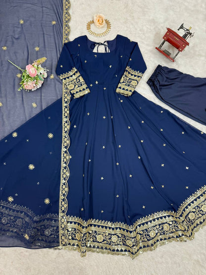RangBhoomi SP Series Elegant Faux Georgette Gown Set with Realistic Detailing and Comfortable Fit