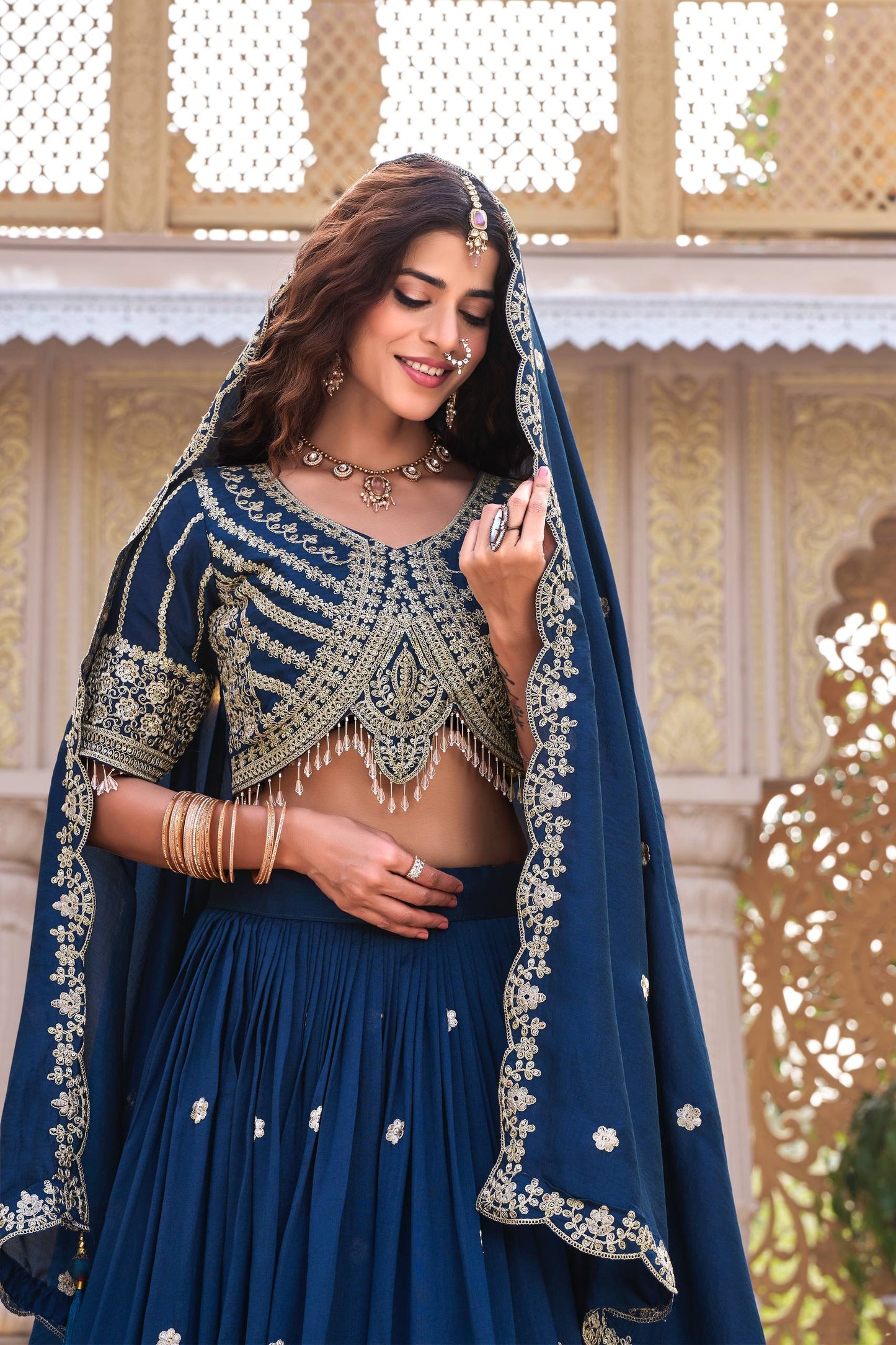 Lehenga Choli Wedding Collection | Vichitra Silk Embroidery Work