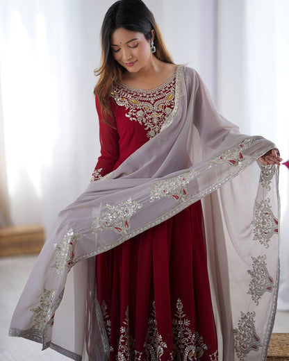 Stun at Every Celebration in This Embroidered Party Gown Set