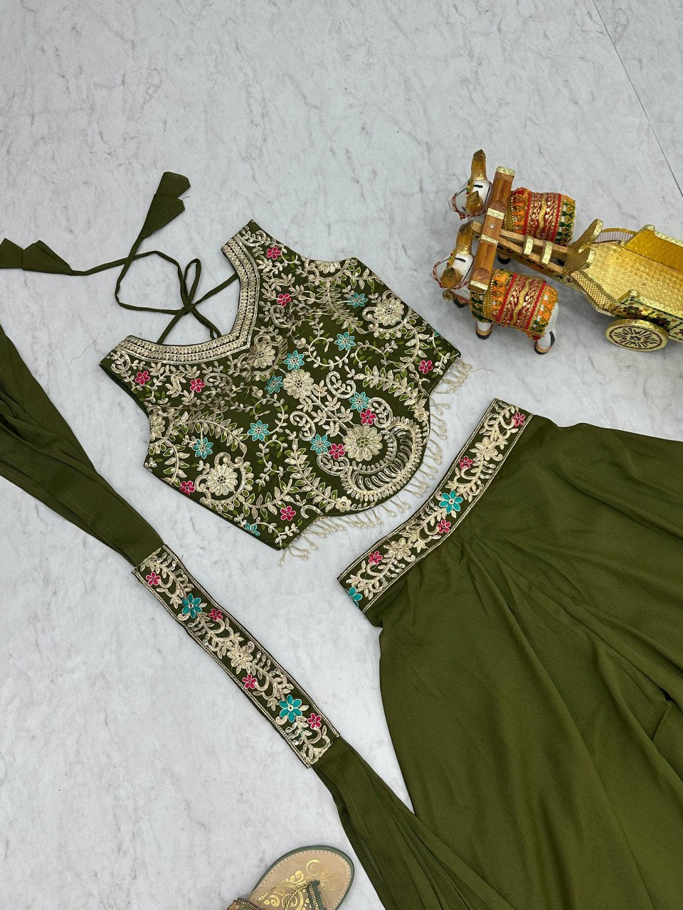 Chic Designer Embroidered Palazzo Co-ord Set with Dupatta