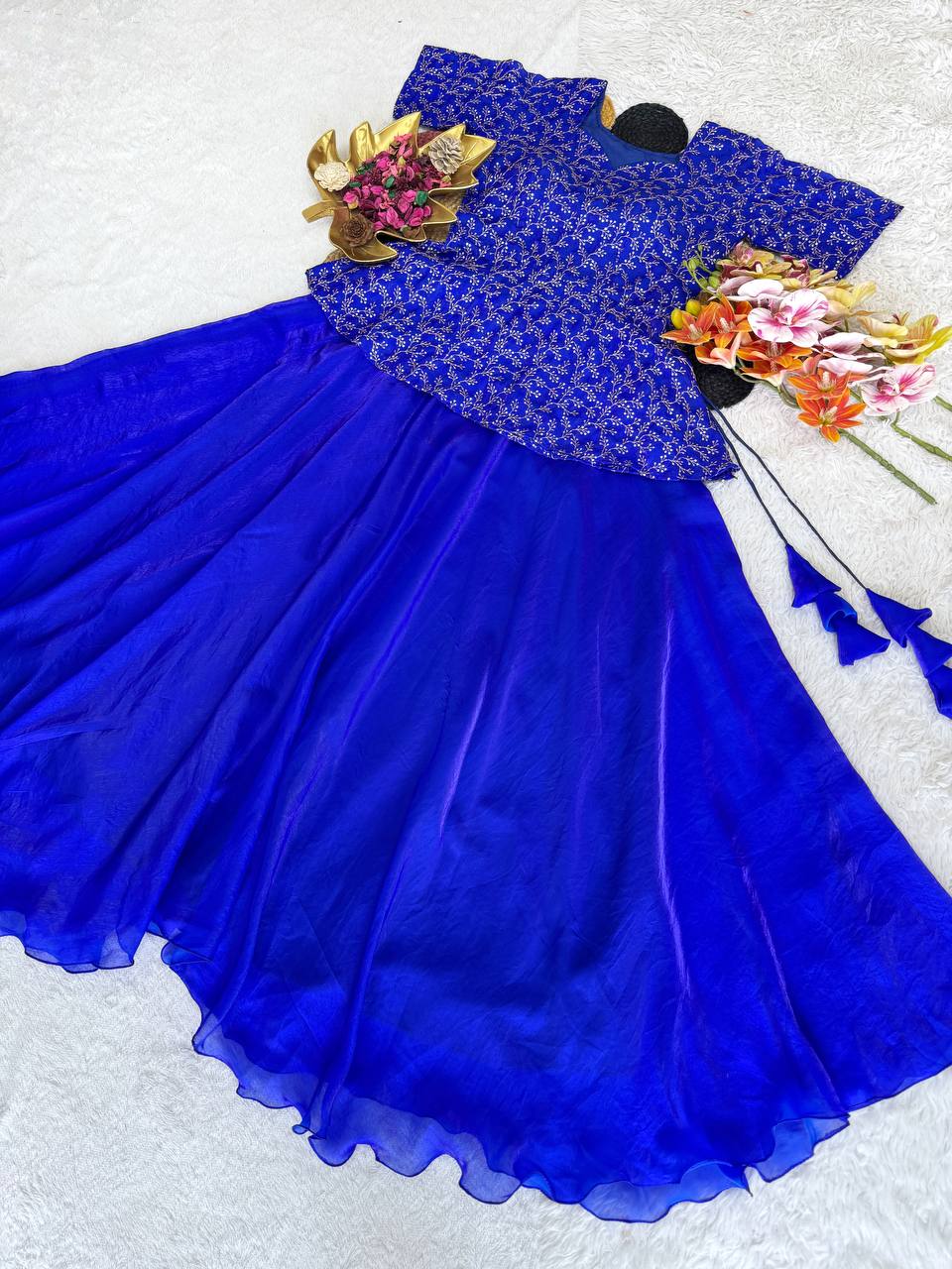 RangBhoomi Sequined Peplum Lehenga Choli – Full Stitched Festive Set