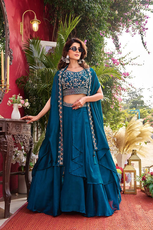 Exclusive New Wedding Lehenga Choli Set in Pure Vichitra Silk with Elegant Heavy Embroidery and Complete Stitching