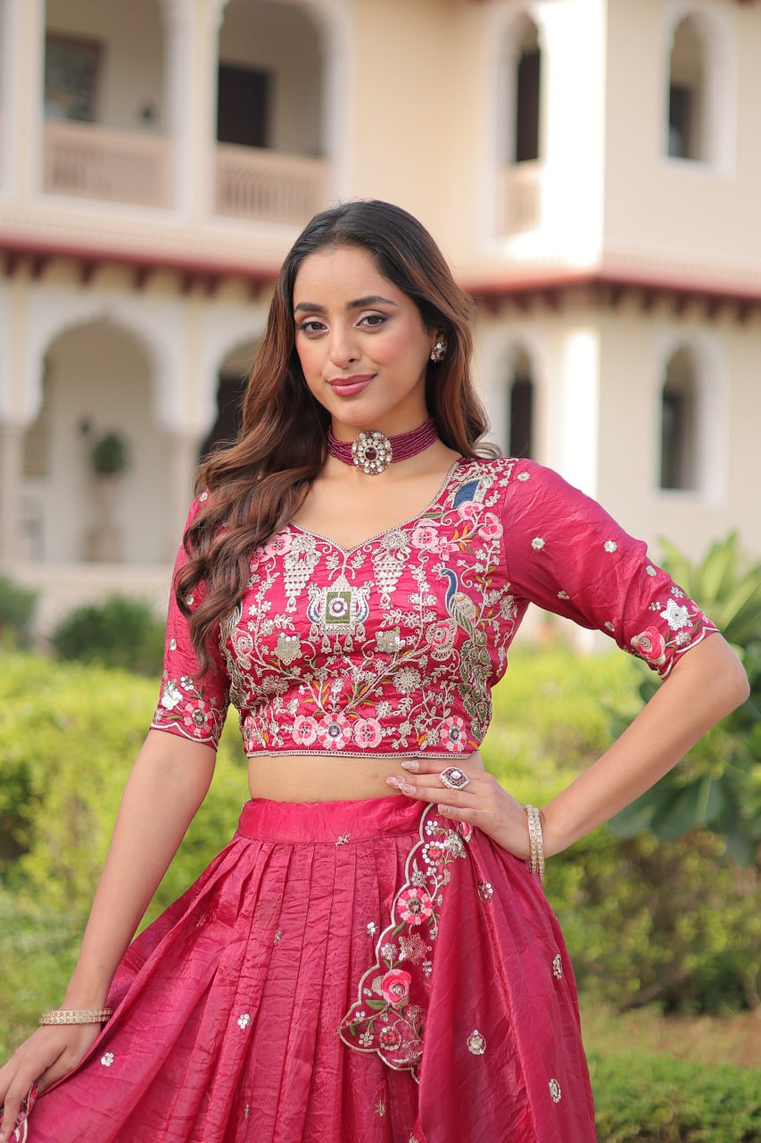 RangBhoomi Premium Designer Sequined Embroidered Lehenga Choli and Dupatta Set