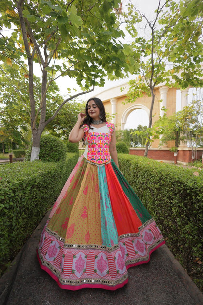 RangBhoomi Cotton Mirror-Lace Lehenga Set — Full-Stitched Festive Navratri Outfit