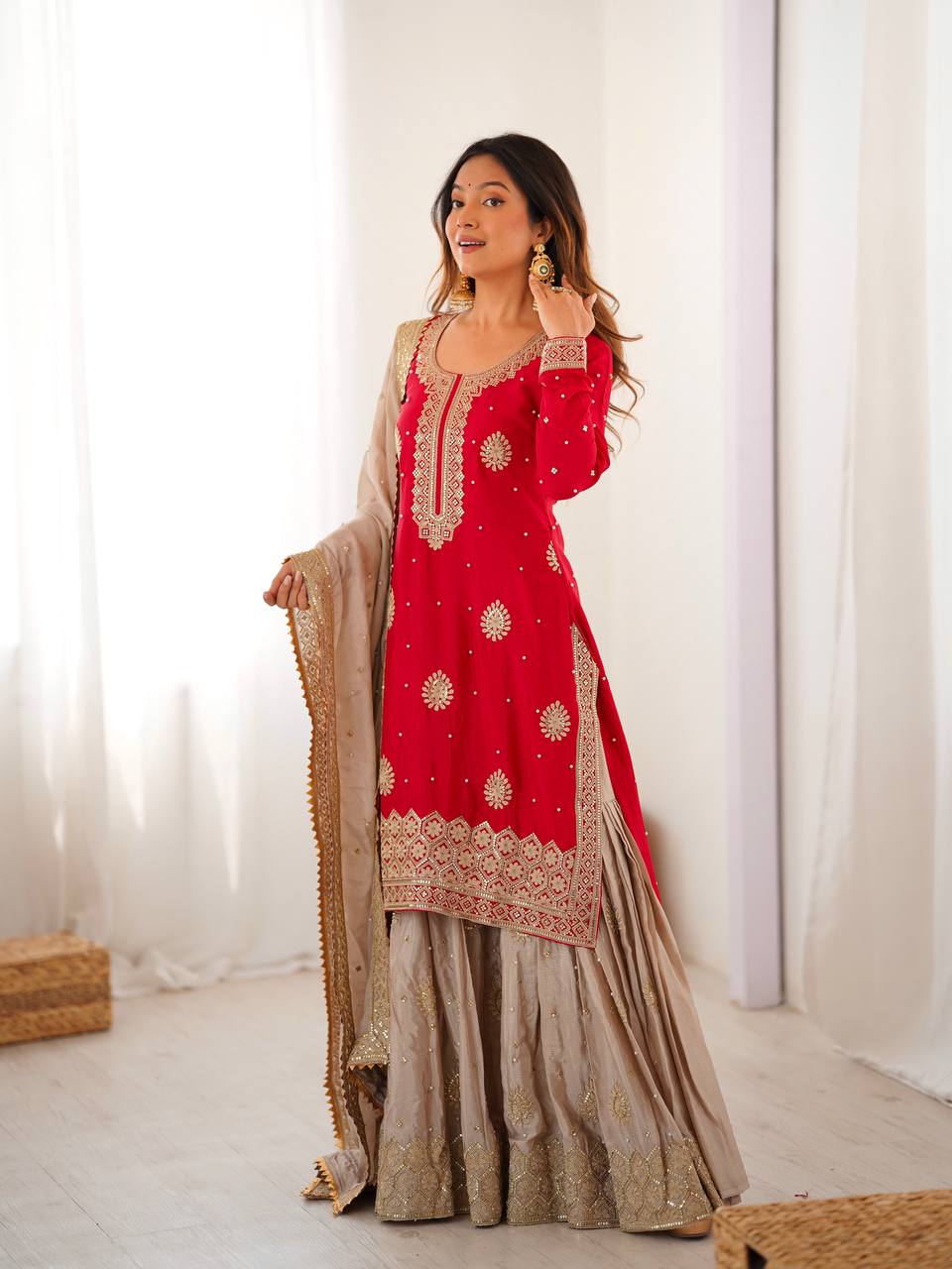 Introducing the New RangBhoomi SP Series: Elegant Chinon Silk Ensemble with Realistic Modeling