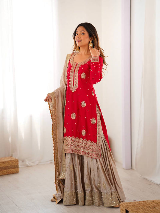 Introducing the New RangBhoomi SP Series: Elegant Chinon Silk Ensemble with Realistic Modeling