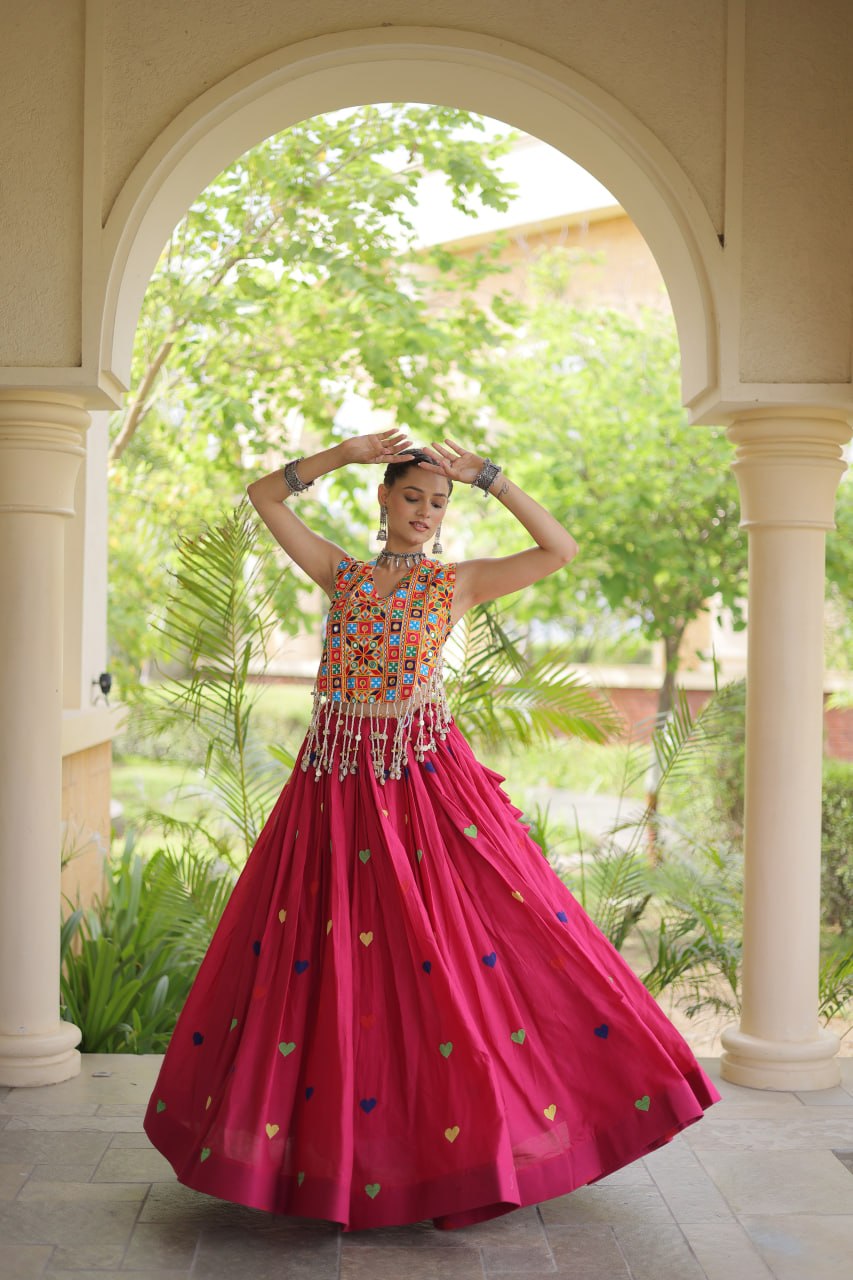 RangBhoomi Navratri Festive Cora Cotton Lehenga Set with Embroidered Blouse
