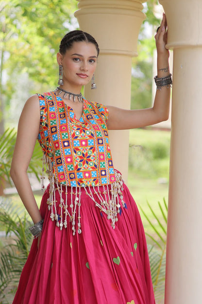 RangBhoomi Navratri Festive Cora Cotton Lehenga Set with Embroidered Blouse