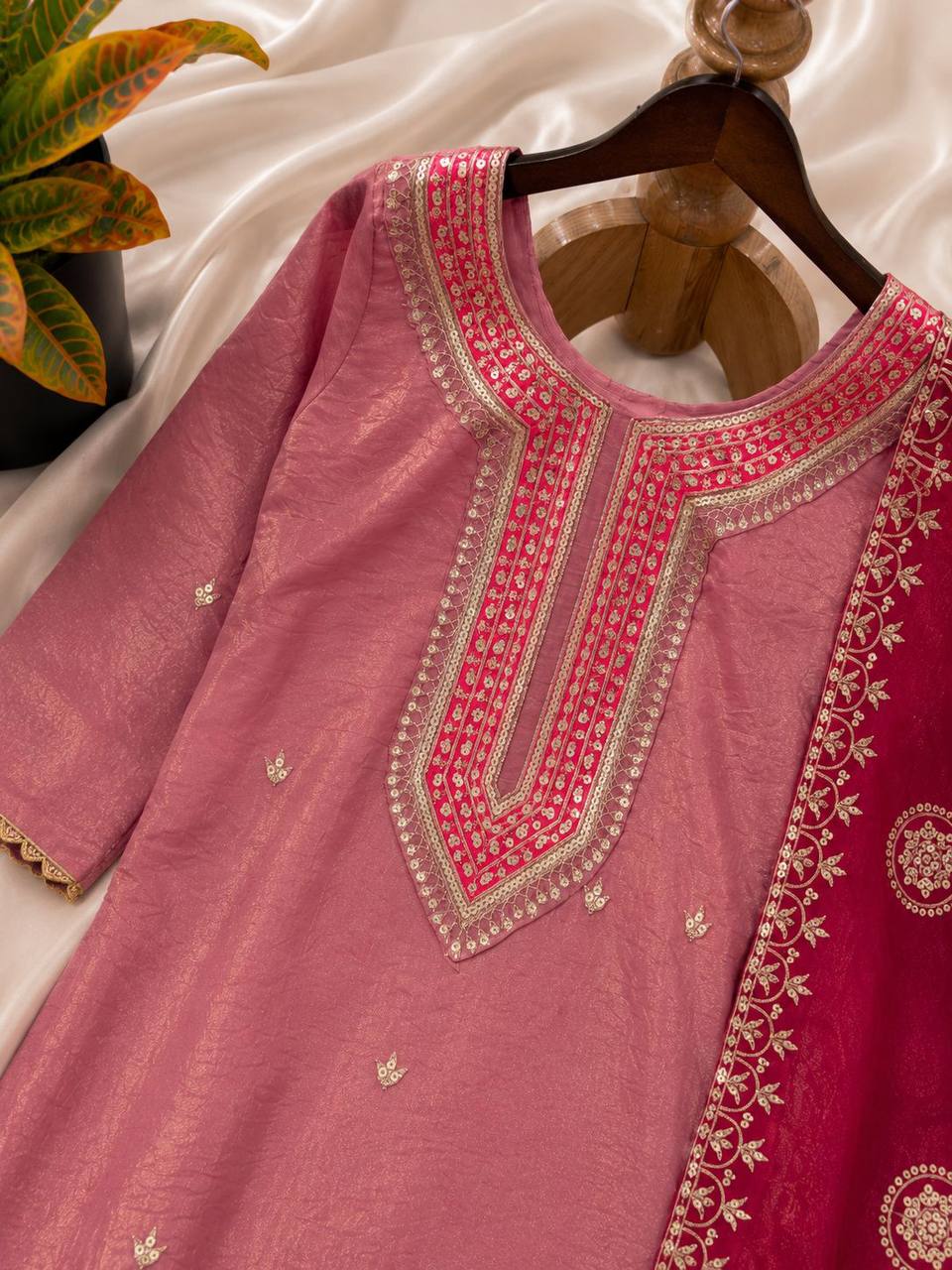 Women's Ethnic Wear: Elegant Embroidered Fendy Silk Suit Set with Dupatta, Fully Stitched and Ready to Wear