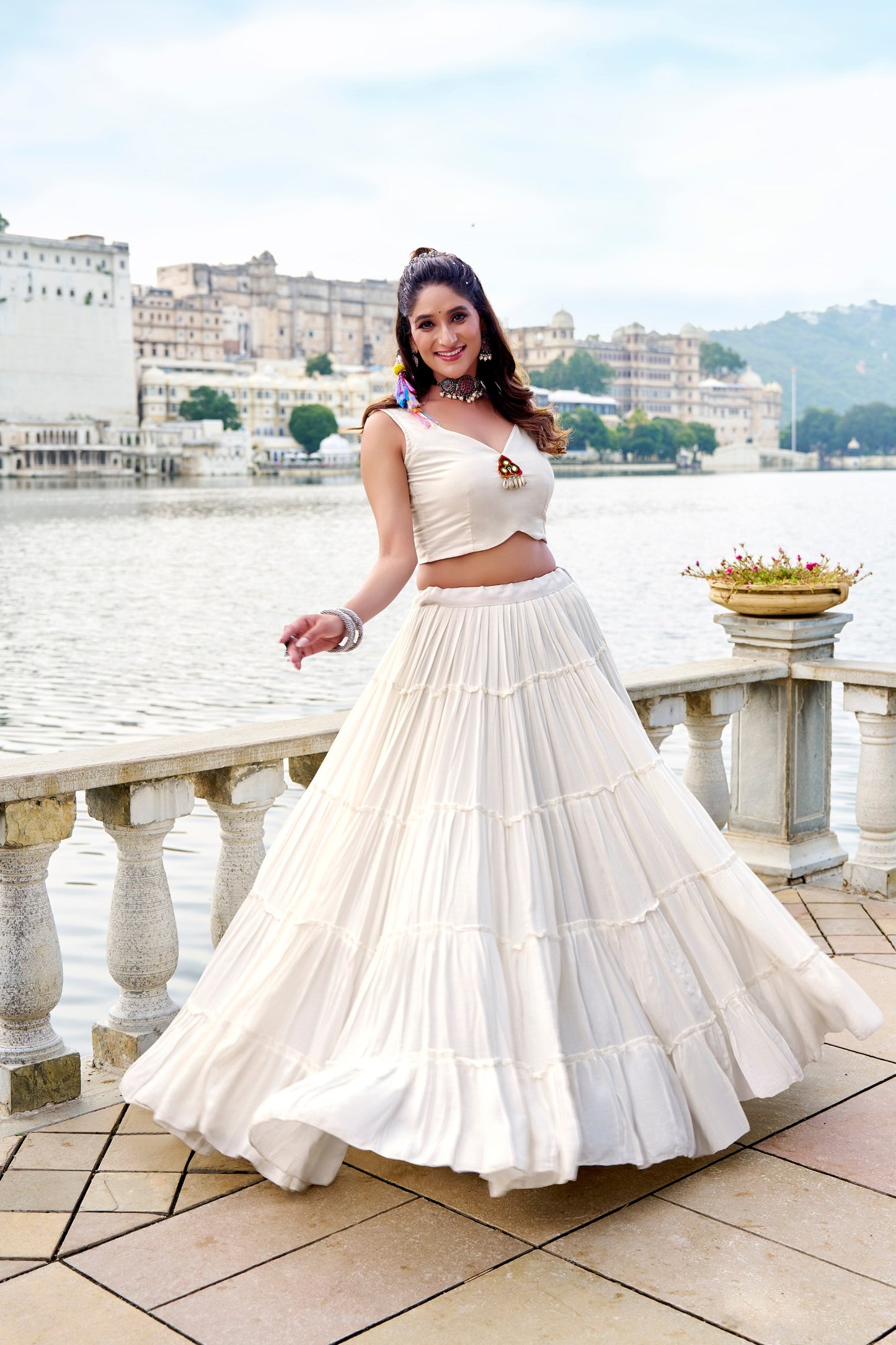 RangBhoomi Navratri Collection 2026: Elegant Rajudi Ethnic Lehenga with Mirror and Gamthi Embroidery